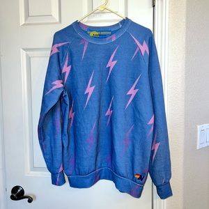 Aviator Nation Blue New Season Bolt Repeat Crewneck Sweatshirt